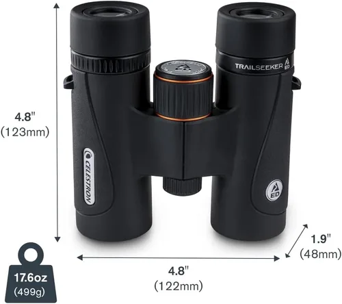 Miniatura 12 de Celestron 71401 TrailSeeker ED 8 x 32 prisma de techo binocular, lente multicapa de banda ancha completa, vidrio prisma BaK-4, negro