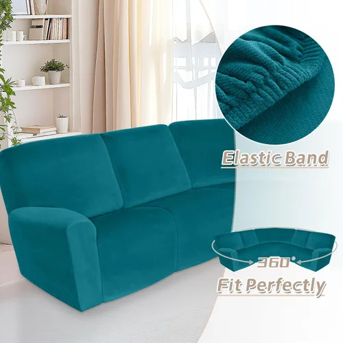 Miniatura 508 de Arfntevss Fundas de sofá seccional reclinable de terciopelo, Funda de sofá seccional de esquina para sofá reclinable, Funda elástica suave