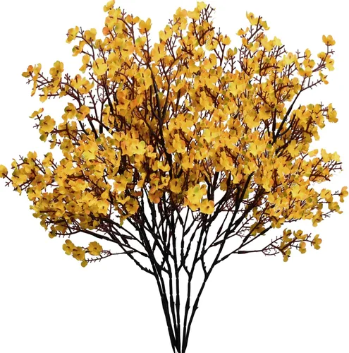 Miniatura 24 de Mandy's 6 paquetes de flores artificiales de aliento de bebé beige marrón 18.5 Inch Silk Gypsophila European Style Modern Home Decor Centerpiece