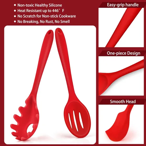 Miniatura 3 de P&P CHEF Juego de 7 utensilios de cocina de silicona, a prueba de calor, para utensilios de cocina antiadherentes, espátula antiadherente, espátula