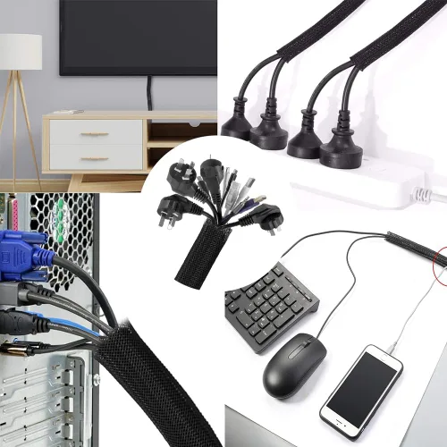 Miniatura 7 de Kit organizador de cables de 319 piezas, organizador de cables de escritorio, 98 clips adhesivos para cables, 17 correas de cable reutilizables, 4
