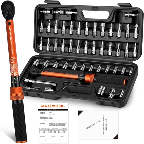 Juego de llaves dinamométricas de 50 libras, llave dinamométrica para bicicleta de 1/4 pulgadas, 10-230 pulgadas.lb (1.1-26.0 nm), llave