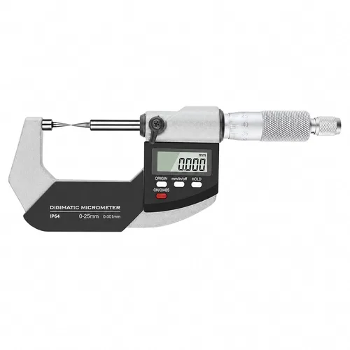 Miniatura 13 de Micrometro de Punto, 30 Grados, 0-1" / 0-25mm, Resolución de 0,00005", Pulgadas/Métrico, Acero Inoxidable, Pulgadas/Métrico