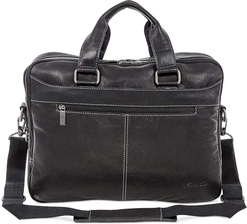 Kenneth Cole"Take the Op-Port-Unity" Cuero de vaca de grano completo doble cremallera superior 15.6" cartera de ordenador, color coñac, Negro),