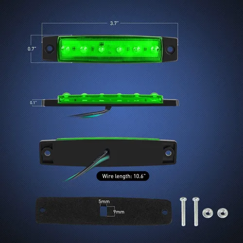 Miniatura 2 de Nilight juego de 10 luces LED indicadoras laterales de 3.8 pulgadas, rojas y verdes, para navegación marina, para yate, kayak, velero, remolque