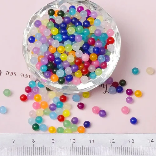 Miniatura 4 de MASSIVE BEADS, cuentas de gemas de jade natural de colores mixtos de 5/32 de pulgada, cuentas pequeñas espaciadoras redondas sueltas para Jade de 24