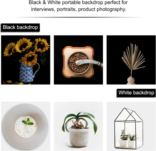 Miniatura 4 de EMART Telón de fondo blanco y negro para fotografía, 6 x 9 pies, fondo de pantalla blanco y negro 2 en 1 para estudio de video de cumpleaños, sesión