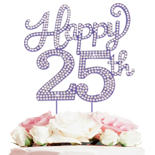 Miniatura 76 de LASKYER Decoración de feliz cumpleaños número 10, decoración de pastel de diamantes de imitación dorados de 10º cumpleaños – Letrero de metal