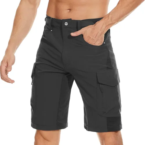 Pantalón corto Cycorld para ciclismo de montaña, bolsillos con cierre de cremallera, liviano, ligero de ajuste, para hombre