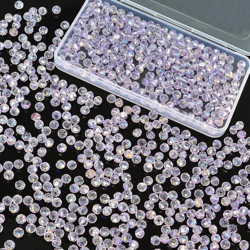 Miniatura 31 de 800 cuentas redondas de cristal de 0.236/0.396/0.394 pulgadas para joyas de bricolaje, ideales para pulseras, collares, colgantes y proyectos