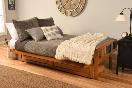Miniatura 9 de Kodiak Furniture Monterey - Futón tamaño Queen, cajones de almacenamiento, acabado de nuez con colchón negro de gamuza