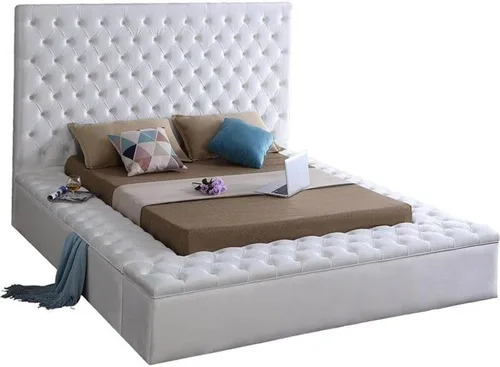 Miniatura 9 de Colección moderna Meridian Furniture Bliss, cama tapizada de terciopelo contemporánea con acolchado de botón profundo y compartimentos de Negro