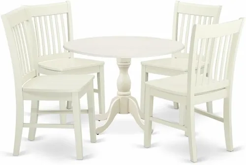 Miniatura 9 de East West Furniture DMNF3-LWH-W - Juego de comedor de 3 piezas que contiene una mesa de comedor redonda con gotas y 2 sillas de cocina, 42 x 42