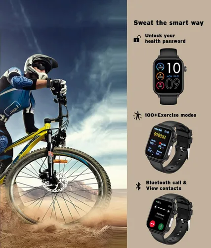 Miniatura 2 de Reloj inteligente para hombre y mujer, reloj inteligente con pantalla táctil HD de 1.96 pulgadas, más de 100 deportes, presión arterial, frecuencia