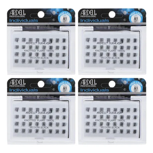 Miniatura 6 de Ardell Pestañas postizas individuales, tríos largos de color negro, racimos de pestañas para bricolaje, volumen acampanado, extensiones de pestañas