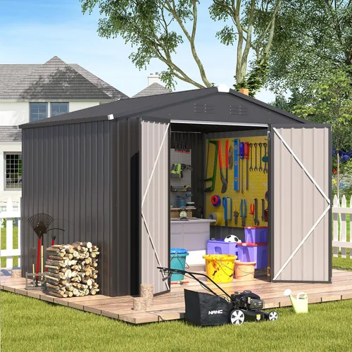 Miniatura 39 de AECOJOY Cobertizo de almacenamiento al aire libre de 5 x 3 pies, pequeño cobertizo de metal con puerta con cerradura, almacenamiento de utilidad
