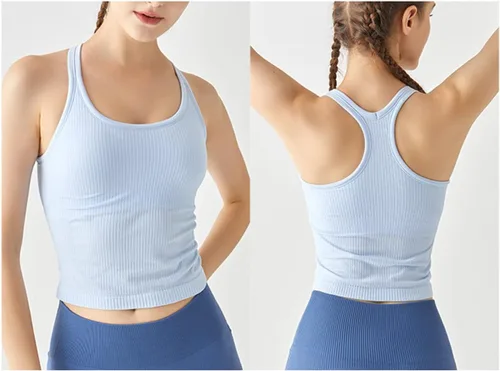 Miniatura 4 de sphinx cat - Camiseta corta de entrenamiento para mujer, camiseta sin mangas, acanalada, con espalda cruzada y brasier integrado