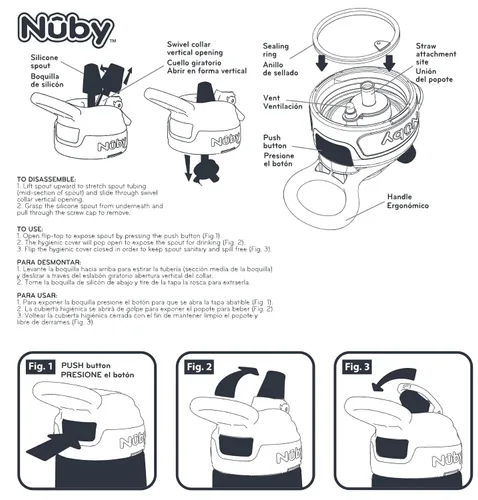 Miniatura 8 de Nuby Botella de agua impresa Flip-it Reflex con botón para llevar con boquilla suave, 12 onzas, más de 18 meses, 1 paquete, recibirás uno
