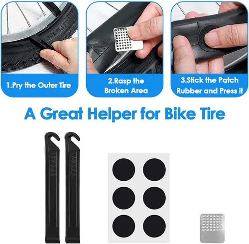 Miniatura 6 de WOTOW Kit de herramientas de reparación de bicicletas y bolsa de sillín de bicicleta, herramienta de cadena de bicicleta 14 en 1, llave hexagonal