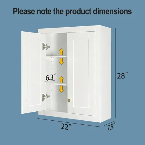 Miniatura 2 de Armario sobre el inodoro, armario de almacenamiento de baño con dispensador inferior de pañuelos, gabinete de pared de baño de 22 x 28 pulgadas