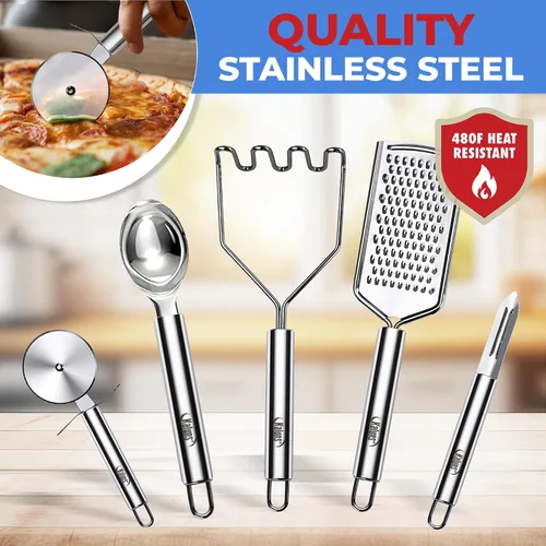 Miniatura 7 de Kaluns Juego de 50 piezas de utensilios de cocina de silicona Juego de cocina completo - 427°C resistente al calor antiadherente utensilios de Azul