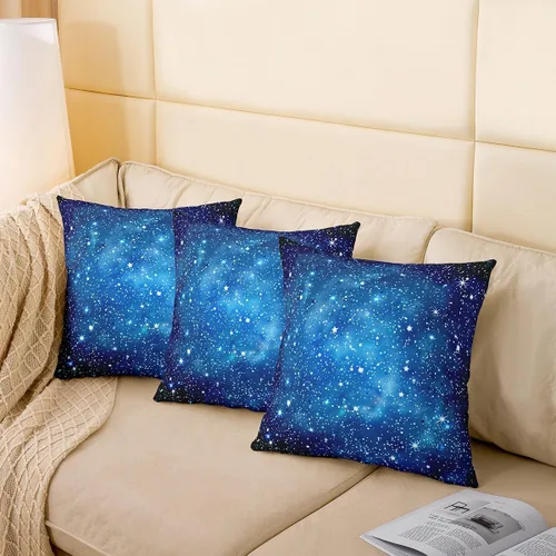 Miniatura 4 de Juego de 2 fundas de almohada de galaxia de 16 x 16 pulgadas, fundas de almohada decorativas suaves para espacio exterior impresas en 3D, fundas