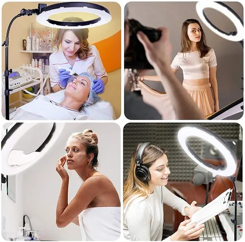 Miniatura 3 de Anillo de maquillaje LED de 18 pulgadas y 65 W con espejo para tatuaje de cejas, lámpara de pestañas, luz de belleza, lámpara de extensión