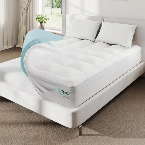 Miniatura 10 de Cubrecolchón de espuma viscoelástica de 4 pulgadas, soporte medio de doble capa de espuma viscoelástica de gel de 2 pulgadas y colchón de 2 pulgadas