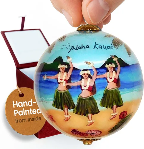 Miniatura 9 de Encantador Adorno Coleccionable de Hula Kids Aloha Kauai Pintado a Mano en Vidrio con Caja de Regalo CP/K de Maui by Design