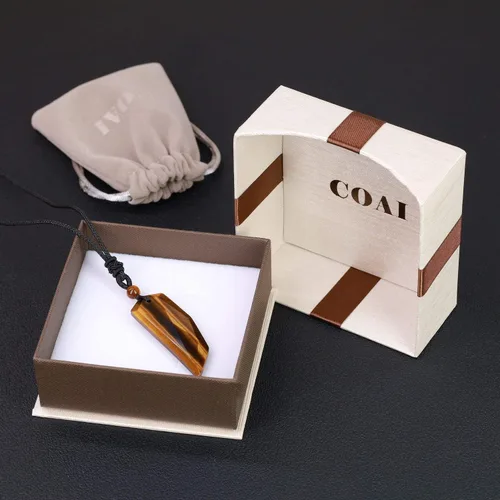 Miniatura 6 de COAI - Collar con dije de piedra en forma de colmillo de lobo para hombre y mujer