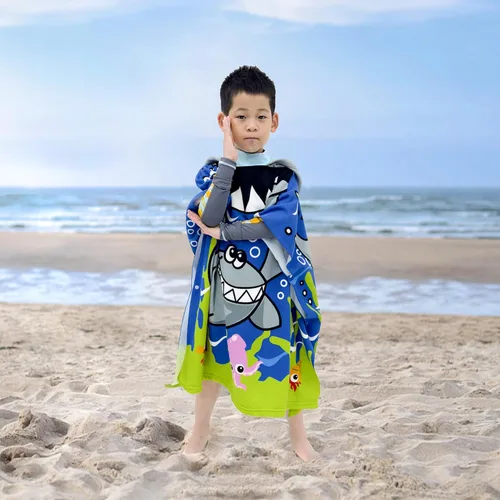 Miniatura 6 de growell Toallas de playa con capucha para niños - Toalla de baño para niños pequeños niñas niños, cubiertas de natación para niños de 4 a 10 años