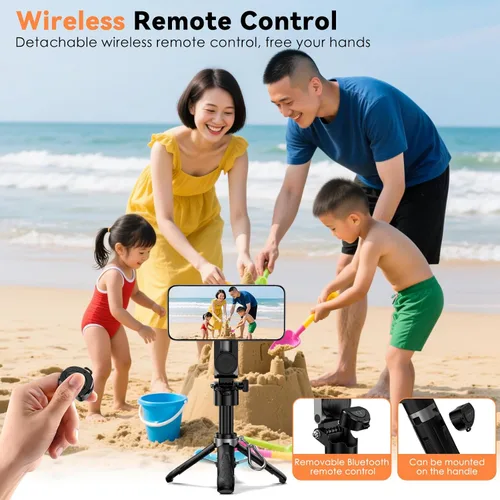 Miniatura 3 de CloudValley Mini trípode magnético para selfie, trípode para teléfono de tamaño de bolsillo 4 en 1 con rotación de 360°, control remoto Bluetooth