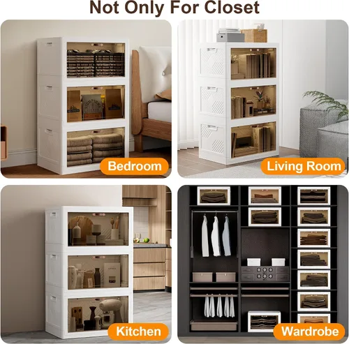 Miniatura 6 de JOYMOOP Organizador de contenedores de almacenamiento plegables, caja de almacenamiento plegable de 49.6 cuartos de galón con ruedas y puerta