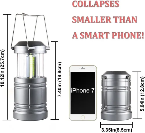 Miniatura 3 de Farol LED para campamento, 500 lúmenes, luces plegables para campamento, linterna de corte de energía, funciona con pilas para emergencias