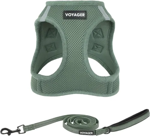 Miniatura 33 de Combo de arnés de malla Voyager Step-in Air para todo clima y correa reflectante para perro de 5 pies con mango de neopreno, para cachorros de razas