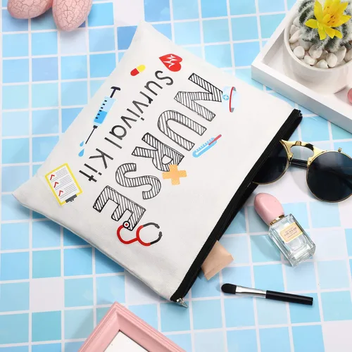 Miniatura 4 de Boao Paquete de 2 paquetes de kit de supervivencia para enfermeras, bolsa de cosméticos, bolsa de maquillaje divertida, regalo de enfermera