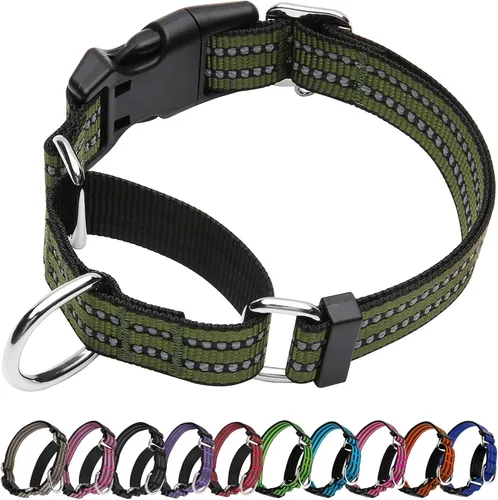 Miniatura 24 de Martingale - Collar para perro, collar reflectante ajustable de nailon con hebilla de liberación rápida (rosa intenso, talla L)