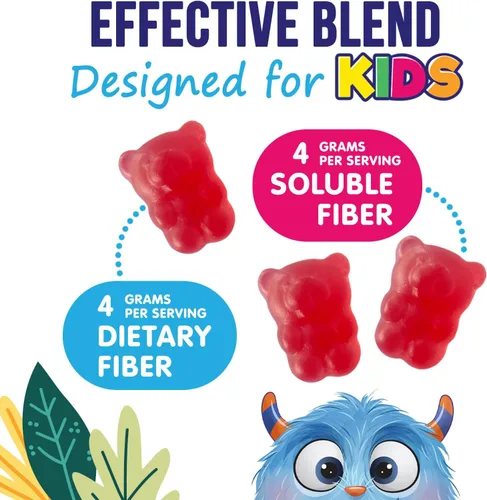 Miniatura 3 de Gomitas de fibra para niños – Fibra dietética 0.14 oz por porción – Suplemento diario de gomitas de fibra para niños – Gomitas prebióticas