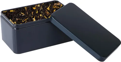 Miniatura 9 de DOITOOL Caja rectangular de almacenamiento de té de hojalata de 5.11 x 3.14 x 2.55 pulgadas, contenedor portátil de metal pequeño para hojas de té