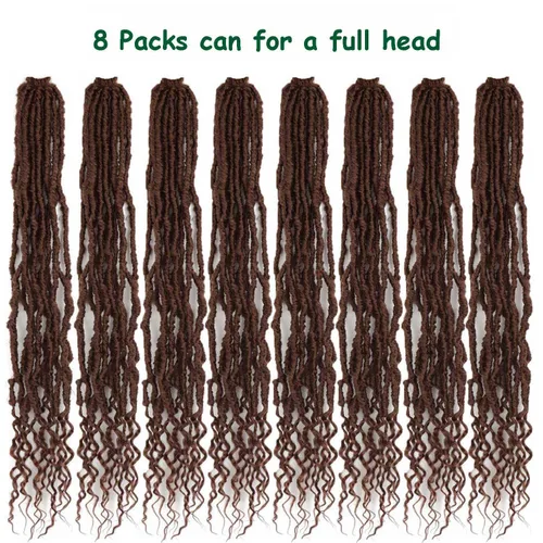 Miniatura 4 de 8 paquetes de rastas sintéticas de ganchillo de cabello rizado de 24 pulgadas, trenzas de ganchillo suaves, estilo bohemio de ganchillo para mujer