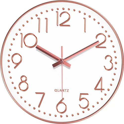 Miniatura 14 de Relojes de pared silenciosos que funcionan con pilas, 8 pulgadas, reloj de pared analógico con número de gran tamaño, esfera de reloj de vidrio
