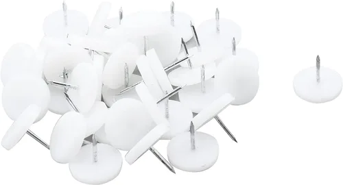 Antrader 25mm/1" Dia. Deslizador deslizante de nailon con clavo para muebles de mesa, sofá, patas, patas, azulejos, protector de piso, 40 unidades,