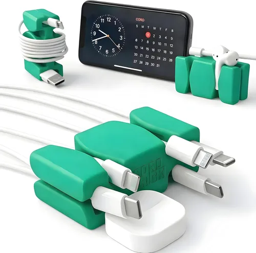Miniatura 7 de CordBrick Soporte de cable ponderado de silicona y acero para mesita de noche. Organizador de cargador de teléfono de viaje. Accesorio útil