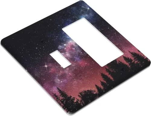 Miniatura 347 de Cubiertas de placa de pared de 3 gang con interruptor de luz de triple palanca, en negro y dorado con esplendor de oro rosa, estampado floral
