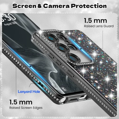 Miniatura 3 de FABSPARK Funda para Samsung Galaxy S22, Cristal Brillante Diamante Pedrería Lentejuela Brilloso Reluciente Espumoso Brillante Lujoso Galvanizado