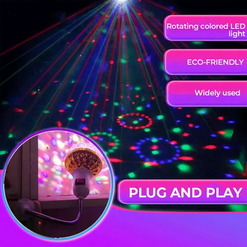Miniatura 3 de Luz de bola mágica giratoria colorida, luces de fiesta, bola de discoteca, bombilla con forma de bola de discoteca de espejo, bombilla mágica