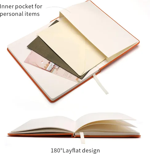 Miniatura 4 de Cuaderno de tapa dura de 160 páginas, cuadernos a rayas para el trabajo, papel grueso prémium de 100 GSM, con bolsillo, tamaño mediano de 5.7 x 8.4