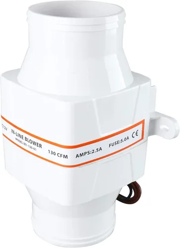 YaeMarine Ventilador en línea de 3 pulgadas 12 V en línea soplador de aire de sentina marina eléctrico 130 CFM blanco para barco marino