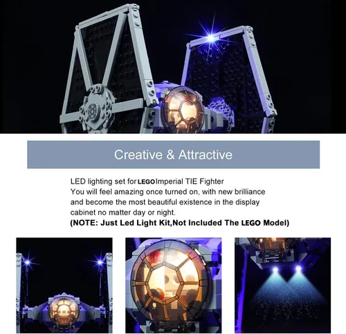 Miniatura 2 de BrickBling Kit de luz compatible con Lego Imperial TIE Fighter 75300 Kit de construcción (sin modelo), luces creativas compatibles con Lego Tie
