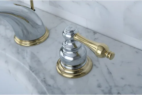 Miniatura 3 de Kingston Brass KB974AL - Grifo victoriano de lavabo con mango de palanca de metal, cromo pulido y latón pulido, centro ajustable de 8 pulgadas Cromo